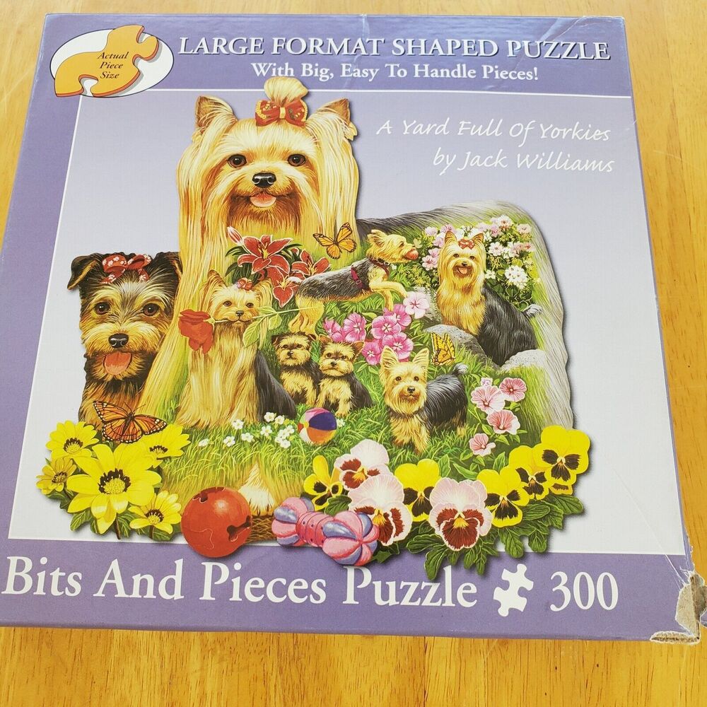 Bits And Pieces Puzzle A Yard Full Of Yorkies  300 Pc Complete Large Format